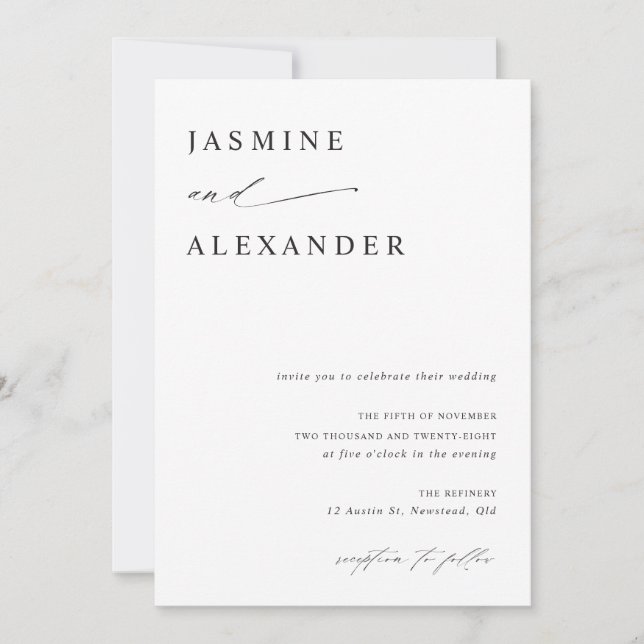Minimalist Elegant Wedding Invitation Card Inbjudningar (Framsida)