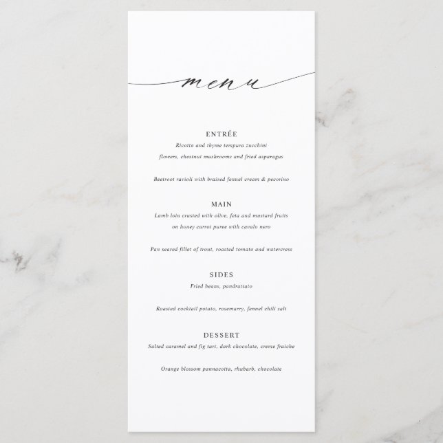 Minimalist Elegant Wedding Menu Card Meny (Framsida)
