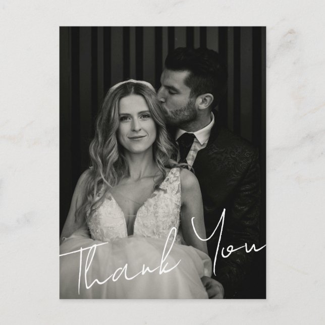 Minimalist Elegant Wedding Photo Custom Thank You Vykort (Framsida)