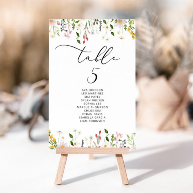 Minimalist elegant Wildflower Seating Chart card Inbjudningar (Skapare uppladdad)