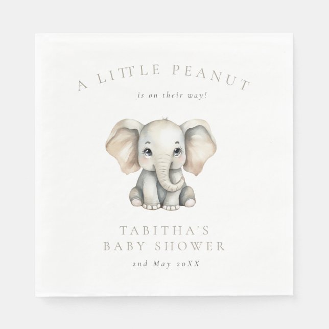 Minimalist Elephant Little Peanut Baby Shower Pappersservett (Framsidan)