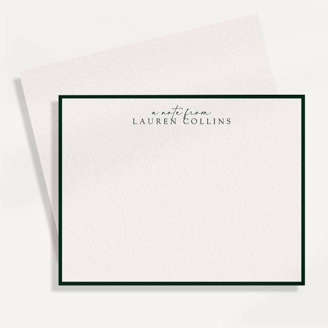 Minimalist elfenben, Mörk Emerald kant Notkort Inbjudningar (Skapare uppladdad)