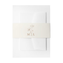 Minimalist Elfenbensfärgad Taupe Blommig Monogram 