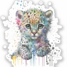 Minimalist Elfenbensfärgad Vattenfärg Leopardmönst Klistermärken
