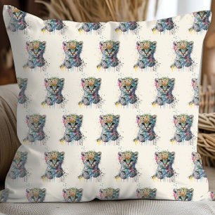 Minimalist Elfenbensfärgad Vattenfärg Leopardmönst Kudde