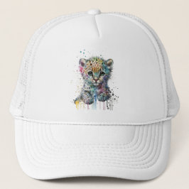 Minimalist Elfenbensvitt Vattenfärg Leopardmönster Keps