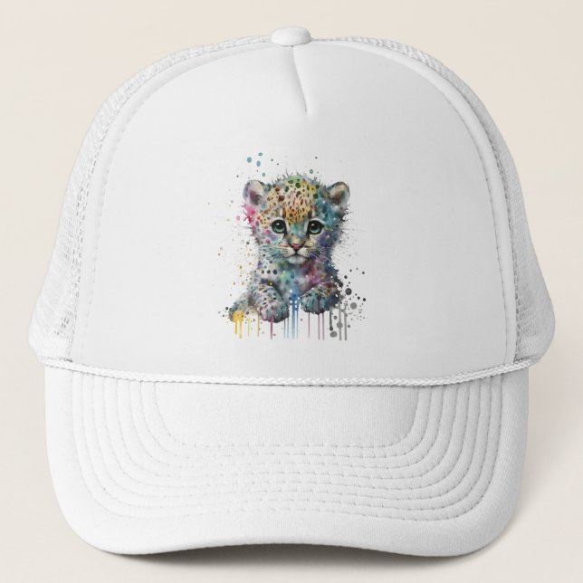 Minimalist Elfenbensvitt Vattenfärg Leopardmönster Keps (Framsida)