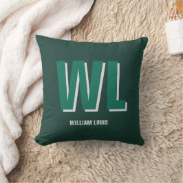 Minimalist Emerald Green Personalized Monogram Kudde