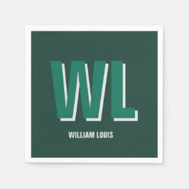 Minimalist Emerald Green Personalized Monogram Pappersservett