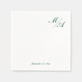 Minimalist Emerald Grönt Monogram Napkin Pappersservett
