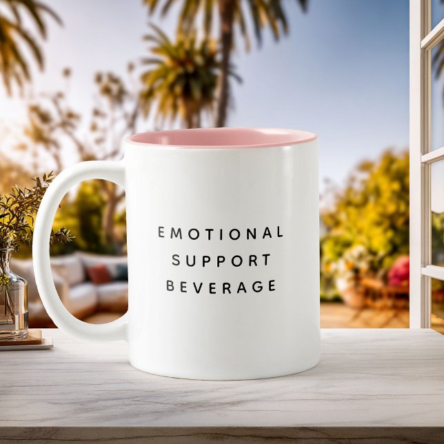 Minimalist Emotional Support Beverage Funny Modern Två-Tonad Mugg (Skapare uppladdad)