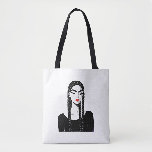 Minimalist Empowered Woman Illustration Tote Bag - Tygkasse (Framsida)