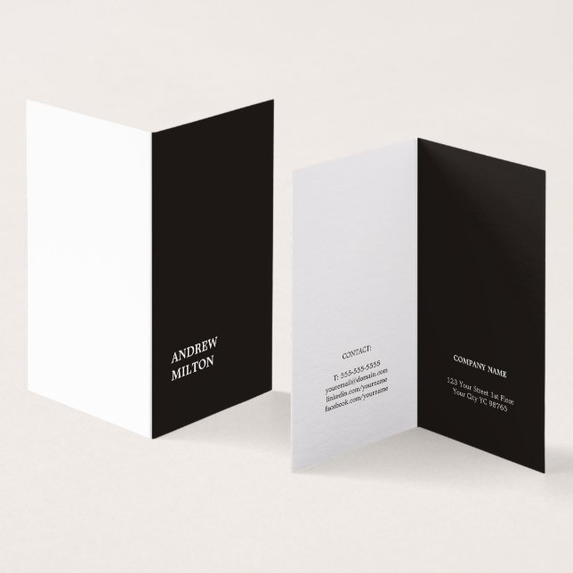 Minimalist enkel konsulent för elegantsvartvit visitkort (In- och utsida)