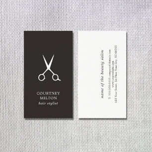 Minimalist enkel svartvit hårstylist visitkort