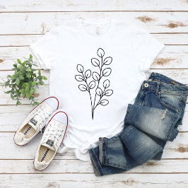 Minimalist Eucalyptus Botanical Line Art T Shirt