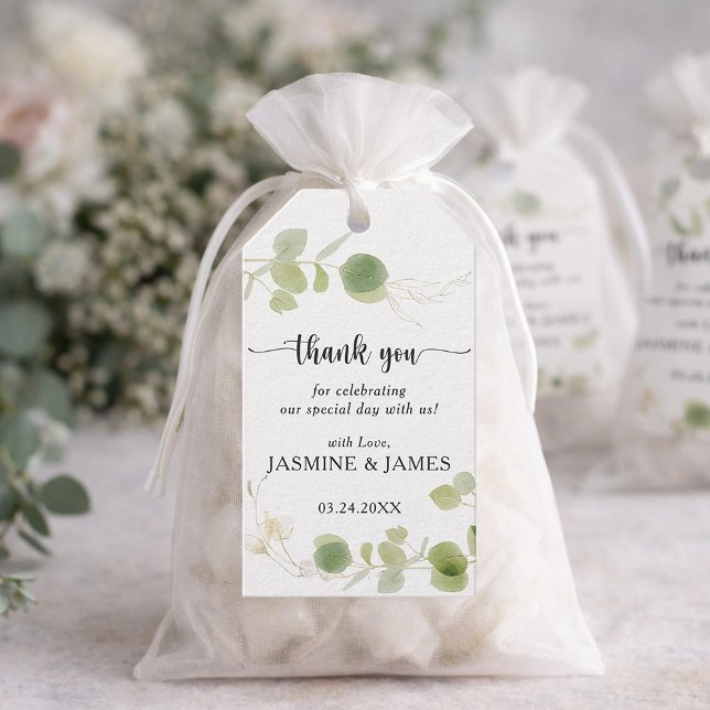 Minimalist Eucalyptus Botanical Wedding Thank You  Presentetikett (Skapare uppladdad)