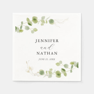 Minimalist Eucalyptus Green Foliage Classy Wedding Pappersservett