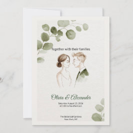 Minimalist Eucalyptus Greenery Wedding Invitation Kort