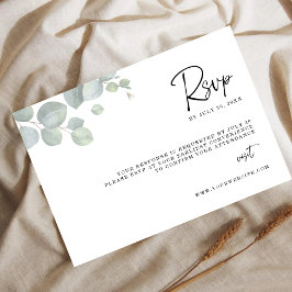 Minimalist Eucalyptus Leaves RSVP Wedding Card Spara Datumet