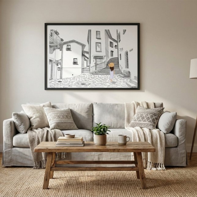 Minimalist European Street Illustration Poster (Skapare uppladdad)