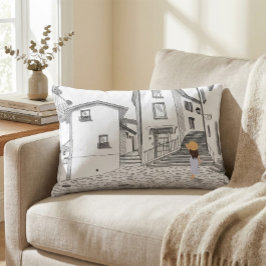 Minimalist European Street Illustration  Prydnadskudde