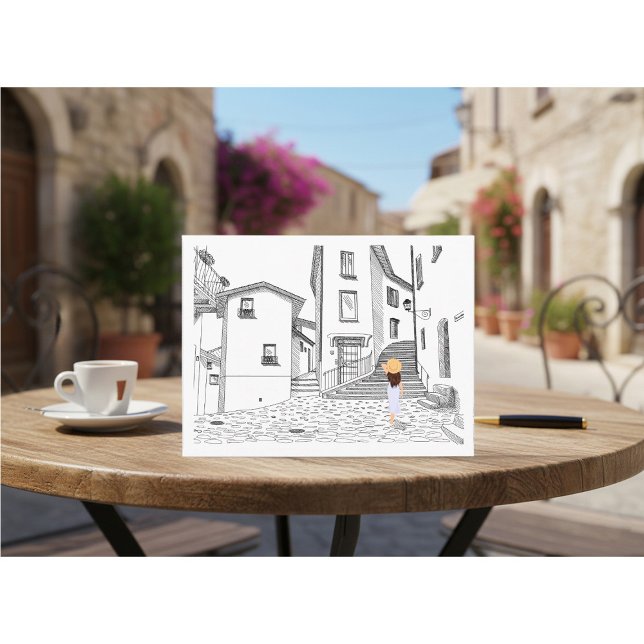 Minimalist European Street Illustration  Vykort (Skapare uppladdad)