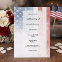 Minimalist Faded American Flag Wedding