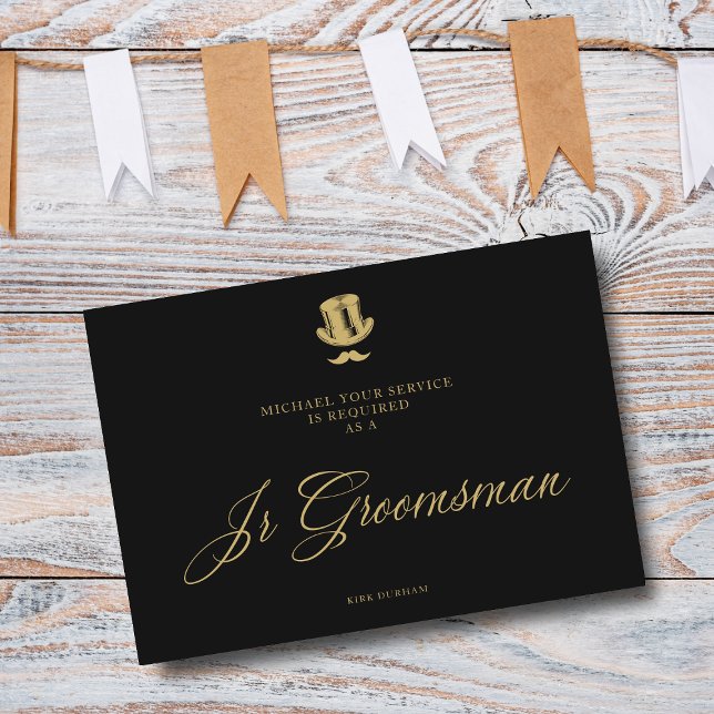 Minimalist Fake Golden Jr Groomsman Luxury Bröllop (Skapare uppladdad)