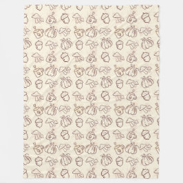 Minimalist Fall Harvest Doodle Fleece Blanket