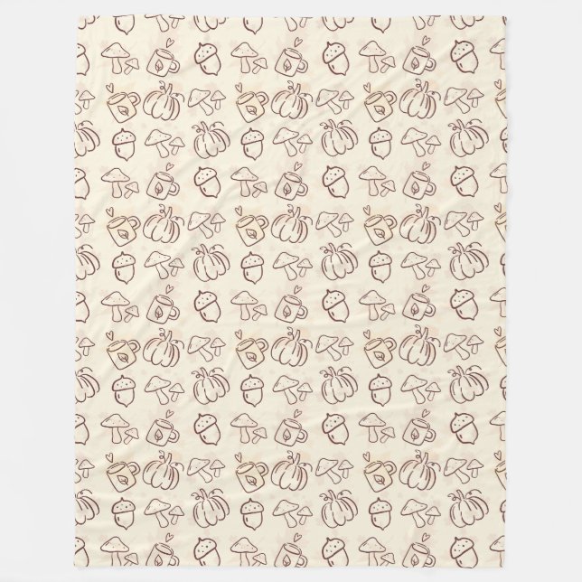 Minimalist Fall Harvest Doodle Fleece Blanket (Framsidan)