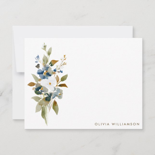 Minimalist Fall Wildflower Personalized Stationery Anteckningskort (Framsida)
