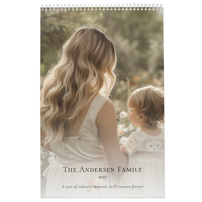 Minimalist Family Photo Personalized Wall  Kalender (Omslag)