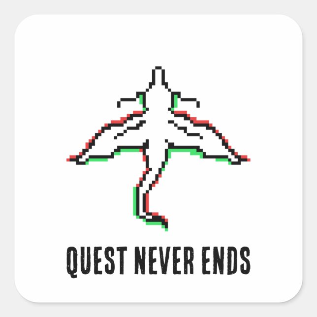 Minimalist Fantasy Dragon Art Fyrkantigt Klistermärke (Framsida)