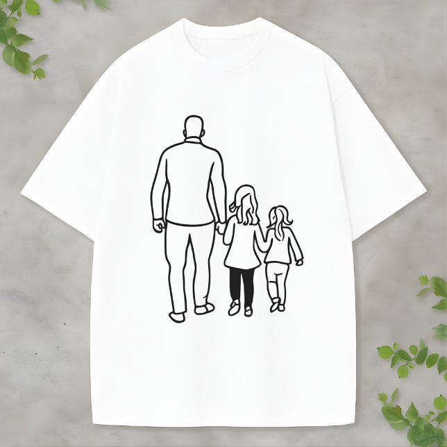 Minimalist Father and Daughters Line Art T Shirt (Skapare uppladdad)