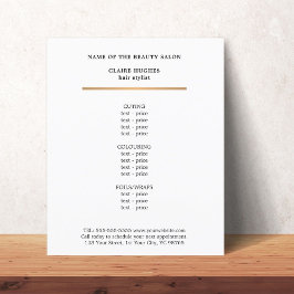 Minimalist Faux Guld Line Beauty Salon Menu Flygblad