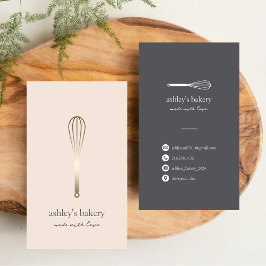 Minimalist Faux Guld Whisk Bakery Visitkort