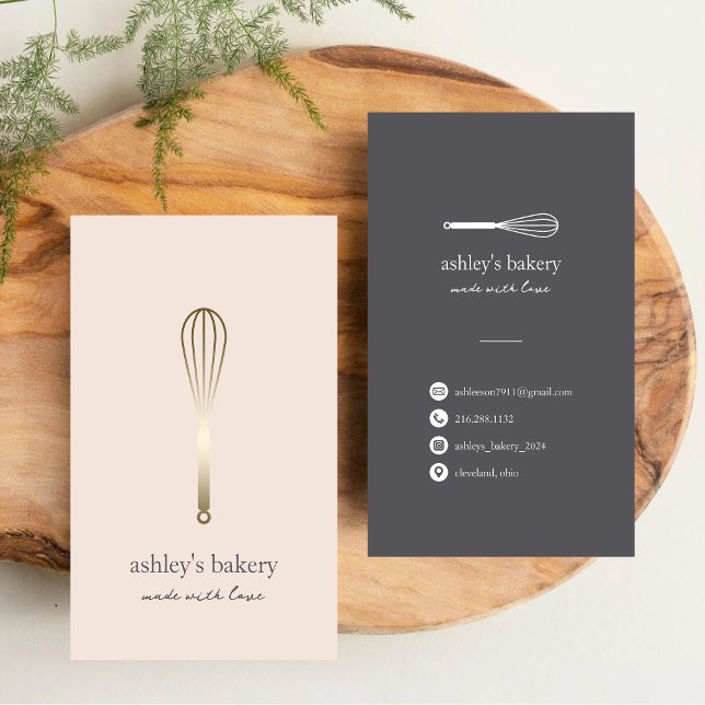Minimalist Faux Guld Whisk Bakery Visitkort (Skapare uppladdad)