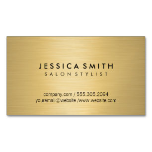 Minimalist Faux Metallic Guld Brushed Magnetiska Visitkort