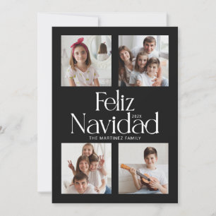Minimalist Feliz Navidad Black White Card Kort