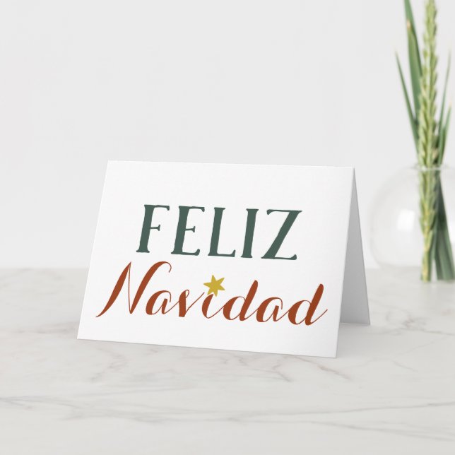 Minimalist Feliz navidad julstjärna helgdag Helgkort (Framsida)