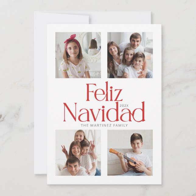 Minimalist Feliz Navidad Red Card Kort (Framsida)