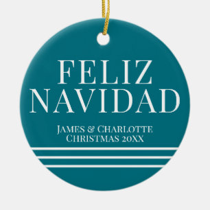 Minimalist Feliz Navidad Spansk julfoto Julgransprydnad Keramik