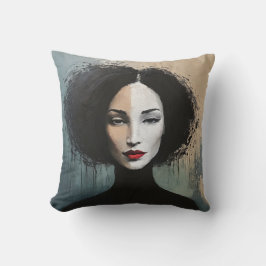 Minimalist Feminine Portrait Painting Kudde