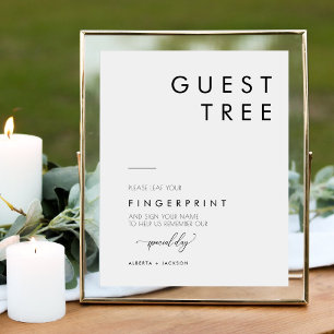 Minimalist Fingerprint Wedding Guest Tree Sign Poster