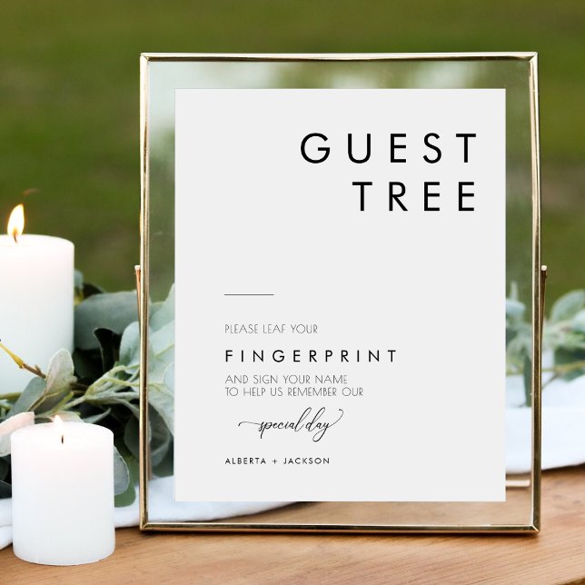 Minimalist Fingerprint Wedding Guest Tree Sign Poster (Skapare uppladdad)