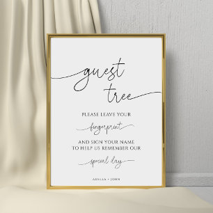 Minimalist Fingerprint Wedding Guest Tree Sign Poster