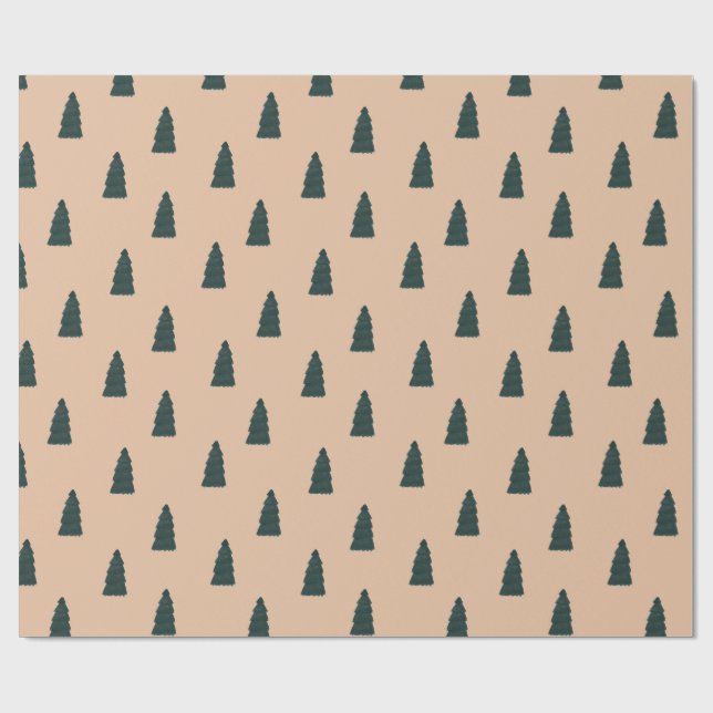 Minimalist fir tree pattern with beige background presentpapper (Platt)