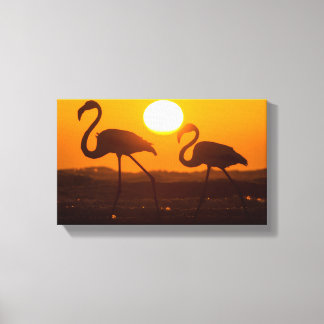Minimalist Flamingo Silhouette Sunset Canvastryck