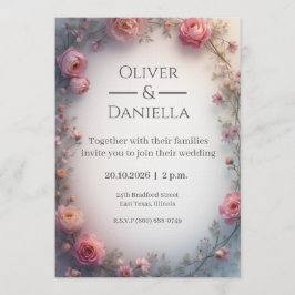Minimalist Floral Christian Wedding Invitation Inbjudningar