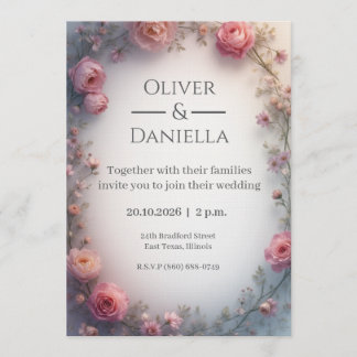 Minimalist Floral Christian Wedding Invitation Inbjudningar